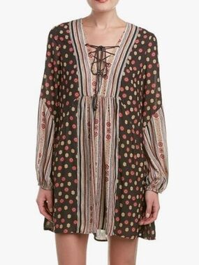 Free People Rain or Shine Pebble Print Mini Dress. Pirate. Festival. Medieval. L